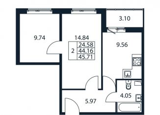 Продается 2-комнатная квартира, 47.3 м2, Ленинградская область