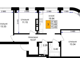 Продаю 3-ком. квартиру, 73.5 м2, Калининградская область