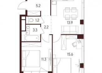 2-ком. квартира на продажу, 52.7 м2, Москва, метро Октябрьское поле