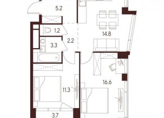 Продажа 2-ком. квартиры, 54.6 м2, Москва, метро Октябрьское поле