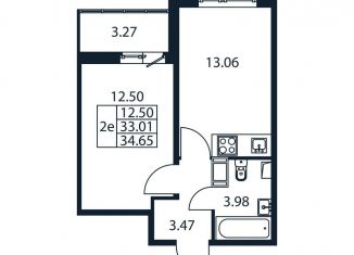 Продажа 2-комнатной квартиры, 36.3 м2, Мурино