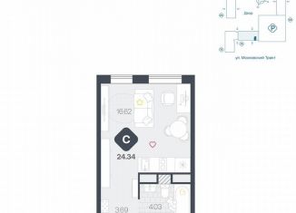 Продажа квартиры студии, 24.3 м2, Тюмень