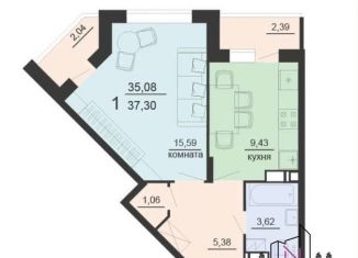 Продам 1-ком. квартиру, 37.3 м2, Воронеж, улица Богдана Хмельницкого, 45А