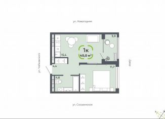 Продам 1-ком. квартиру, 40 м2, Тюмень, Сосьвинская улица, 31к1