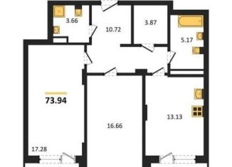 Продажа двухкомнатной квартиры, 73.9 м2, Воронеж, Электросигнальная улица, 9Ак1