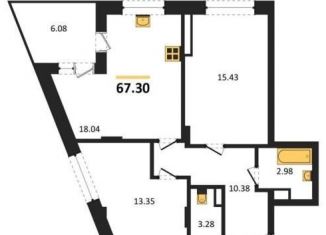 Продаю двухкомнатную квартиру, 67.3 м2, Воронеж, Электросигнальная улица, 9Ак1