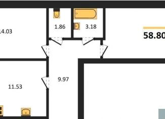 Продам двухкомнатную квартиру, 58.8 м2, Воронеж, Елецкая улица, 5А