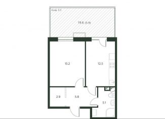 Продажа 1-ком. квартиры, 47.4 м2, деревня Лобаново