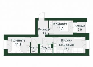 Продам 2-комнатную квартиру, 54.5 м2, Екатеринбург, Ленинский район