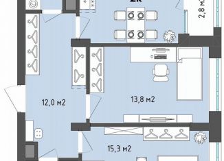 Продаю 2-ком. квартиру, 61.1 м2, Воронеж