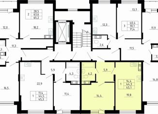 Продается однокомнатная квартира, 44.3 м2, деревня Скотное, Рождественская улица, 2