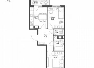 Продаю двухкомнатную квартиру, 48.8 м2, посёлок Шушары