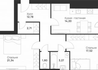 Продаю двухкомнатную квартиру, 77.4 м2, Тула, улица Героев России, 8