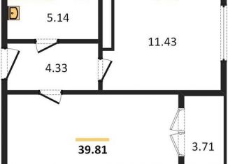 Однокомнатная квартира на продажу, 39.8 м2, Воронеж, улица Артамонова, 34Ж, ЖК Волна-1