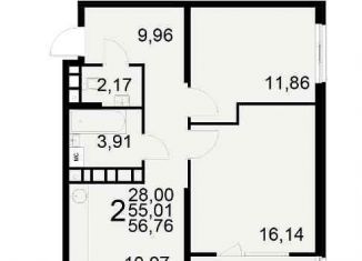 Продам однокомнатную квартиру, 36.2 м2, Рязань