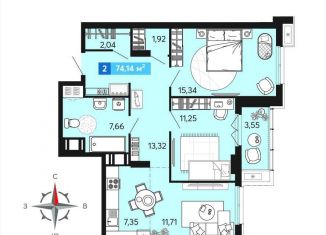 Продаю двухкомнатную квартиру, 74.1 м2, Киров, Прибрежный бульвар, 4, ЖК Ривер Парк
