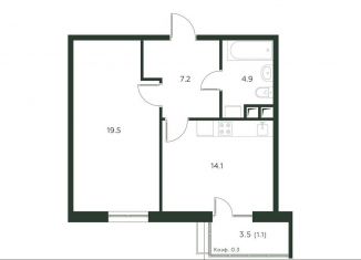 2-комнатная квартира на продажу, 46.8 м2, деревня Лобаново