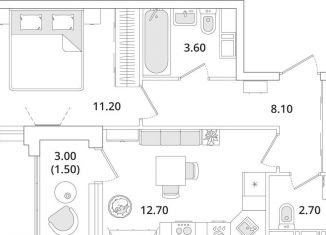 Продажа однокомнатной квартиры, 39.8 м2, Санкт-Петербург, метро Комендантский проспект
