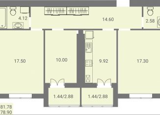 Продам 3-ком. квартиру, 83.7 м2, Калининград, Батальная улица, 71В, Московский район