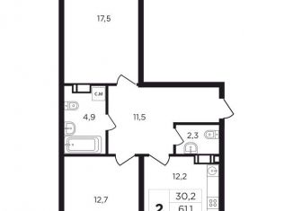2-комнатная квартира на продажу, 64.2 м2, Калужская область