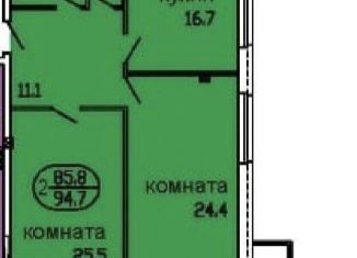 Продажа 2-комнатной квартиры, 94.2 м2, Пермь, улица Николая Островского, 3