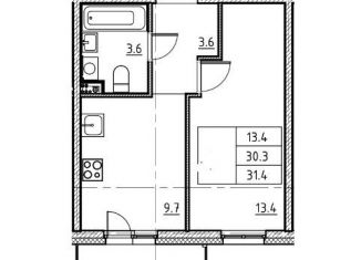 Продаю 1-ком. квартиру, 31.4 м2, Санкт-Петербург, Володарская улица, 46, муниципальный округ Горелово