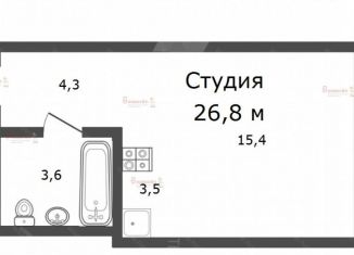 Продаю квартиру студию, 27 м2, Екатеринбург, Рощинская улица, 26, ЖК Тихий Берег-4