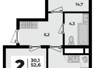 Продается 2-ком. квартира, 55.9 м2, аул Новая Адыгея