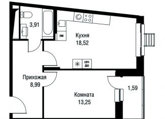 Продажа однокомнатной квартиры, 46.2 м2, Одинцово, ЖК Одинбург