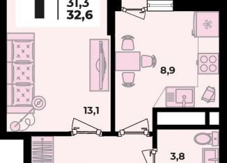 Продажа однокомнатной квартиры, 32.6 м2, аул Новая Адыгея