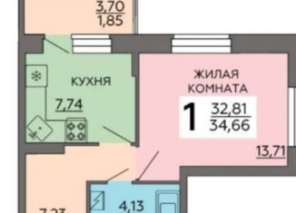 1-комнатная квартира на продажу, 35 м2, Воронеж, улица 9 Января, 233/54, ЖК 9 Ярдов