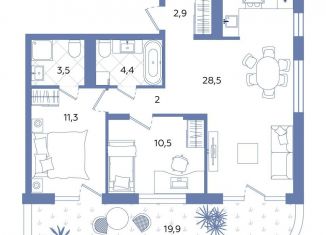 Продается 3-ком. квартира, 62.9 м2, деревня Дербыши, Академическая улица, 4