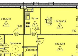 Трехкомнатная квартира на продажу, 78 м2, Пензенская область, улица Генерала Глазунова, с11