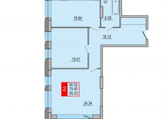 Продается двухкомнатная квартира, 85.3 м2, Тверь, Петербургское шоссе, 3к1