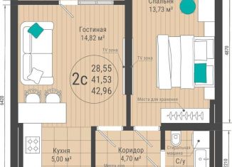 Продам 1-комнатную квартиру, 43 м2, Республика Башкортостан, Бакалинская улица, 4