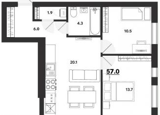 Продам 2-ком. квартиру, 57 м2, Ульяновская область