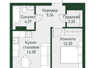 Продам однокомнатную квартиру, 38.8 м2, посёлок Западный