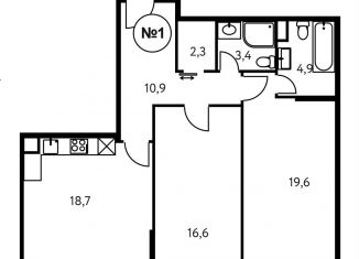 Продажа двухкомнатной квартиры, 75.8 м2, Москва, Винницкая улица, 8к4