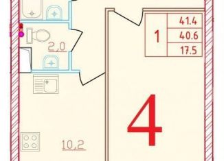 Продажа однокомнатной квартиры, 41.4 м2, Всеволожск, Северная улица, 20