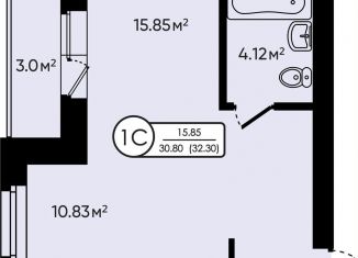 Продаю квартиру студию, 32.3 м2, деревня Мостец