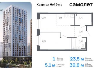 Однокомнатная квартира на продажу, 39.8 м2, Владивосток, жилой комплекс Квартал Нейбута, 141к1, Ленинский район