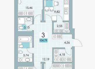 Продается 3-комнатная квартира, 104.8 м2, Уфа