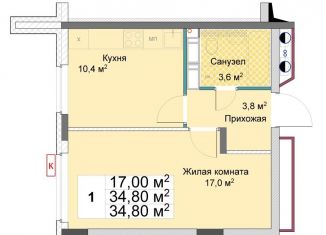 Продаю однокомнатную квартиру, 34.8 м2, Нижегородская область