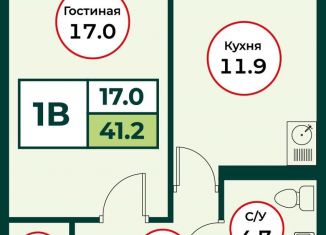 Продам однокомнатную квартиру, 41.2 м2, Красноярский край, жилой комплекс Эко, 3