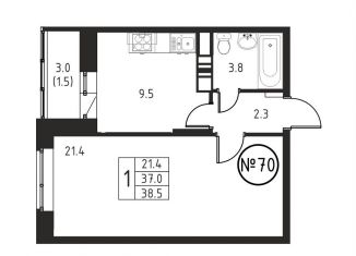 Продажа 1-комнатной квартиры, 38.5 м2, Домодедово