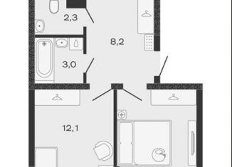 Продается 2-комнатная квартира, 56.1 м2, Краснодарский край, ЖК Дзенпарк, 1/1