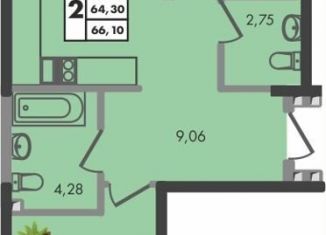 Продаю 2-ком. квартиру, 66.1 м2, Краснодар, Прикубанский округ, улица имени Генерала Брусилова, 5лит1.2