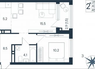 Продам 2-комнатную квартиру, 45 м2, Пермь, Индустриальный район