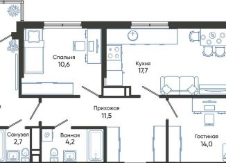 Продам 3-ком. квартиру, 79.6 м2, Новороссийск