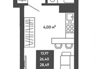 Продается квартира студия, 28.5 м2, Новосибирск, улица Стофато, 26